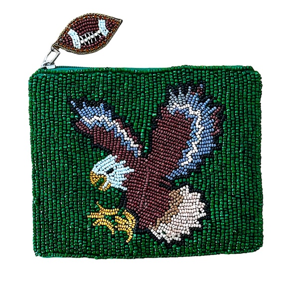 Philadelphia Eagles Coin Purse, Football Game Day Coin Pouch, NEW - Picture 1 of 2